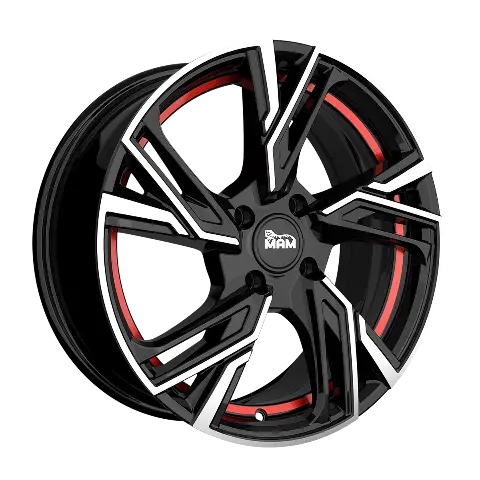 Imagen MAM WHEELS RS5 BLACK FRONT POLISH RED INSIDE