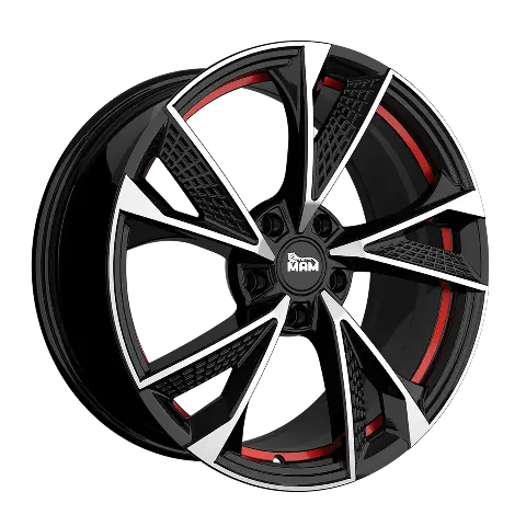 Imagen MAM WHEELS RS6 BLACK FRONT POLISH RED INSIDE