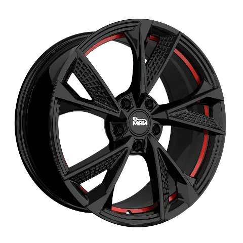 Imagen MAM WHEELS RS6 BLACK PAINTED RED INSIDE